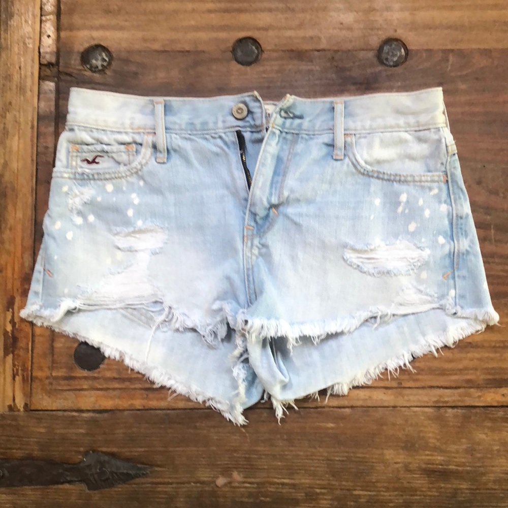 Hollister distressed denim shorts.